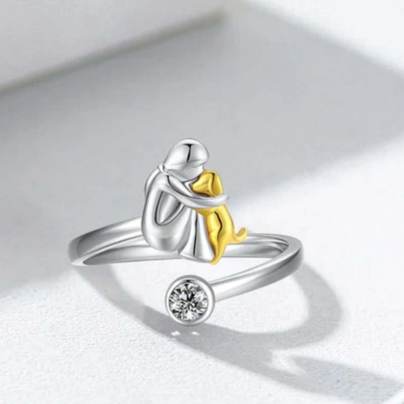 Women's Dog Ring with Synthetic Zirconia & K Plating